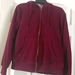 Old Navy- Burgandy Sherpa Lined Hooded Warm Winter Jacket with Big Wide Pockets